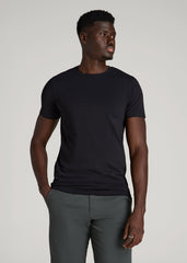 The Essential Modern Fit Crewneck Tee for Tall Men in Black