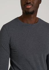 The Essential Slim Fit Long Sleeve Tee for Tall Men in Charcoal Mix