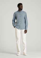 Traveler Stretch Dress Shirt for Tall Men in Royal Navy Stripe