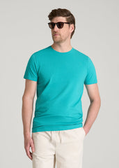 The Essential Modern Fit Crewneck Tee for Tall Men in Baltic Turquoise