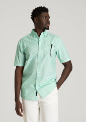 Short Sleeve Shirt for Tall Men in Opal Blue Dandelion