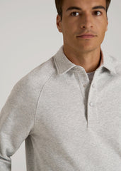 Wearever Fleece Collared Sweatshirt for Tall Men in Grey Mix