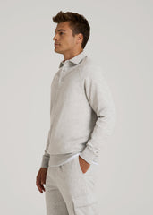 Wearever Fleece Collared Sweatshirt for Tall Men in Grey Mix