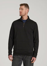 LJ&S Heavyweight Quarter-Zip Pullover for Tall Men in Vintage Black