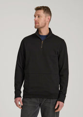 LJ&S Heavyweight Quarter-Zip Pullover for Tall Men in Vintage Black