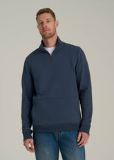 LJ&S Heavyweight Quarter-Zip Pullover for Tall Men in Vintage Midnight Navy