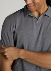 Slub Polo Shirt for Tall Men in Slate