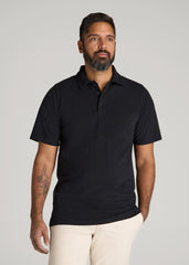 LJ&S Ultra Soft Short Sleeve Cotton Polo for Tall Men in Vintage Black