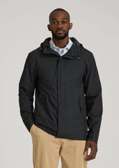 Lightweight Rain Jacket for Tall Men in Black