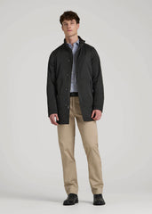 Zip Trench Coat for Tall Men in Black
