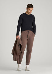Tech Motion Fleece Joggers for Tall Men in Coffee Quartz