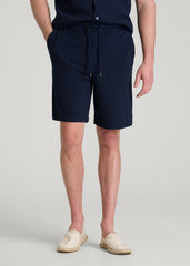 Terry Cotton Pull-On Shorts for Tall Men in Patriot Blue