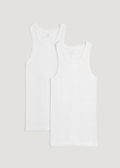 Ribbed Undershirt Tank Top for Tall Men in Bright White