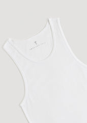 Ribbed Undershirt Tank Top for Tall Men in Bright White