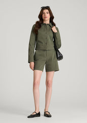 Stretch Commuter Military Cropped Cargo Jacket for Tall Women in Olive