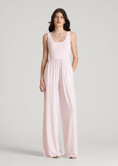 Jersey Tank wide leg jumpsuit with pockets for Tall Women in Grey Lilac