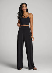 Pull-On Breezy Wide Leg Pants for Tall Women in Black