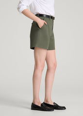 Stretch Commuter Chino Shorts for Tall Women in Olive