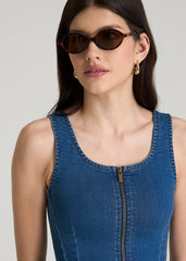 Short Denim Tank Dress for Tall Women in New Colorado Blue