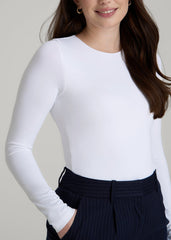 Long Sleeve Bodysuit for Tall Women in Bright White