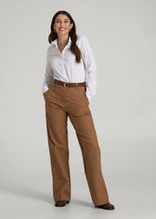 Slim Fit Button Up Shirt for Tall Women in White
