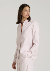 Relaxed Button-Up Single-Pocket Blouse for Tall Women in Grey Lilac