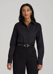 Regular Fit Dress Shirt for Tall Women in Black