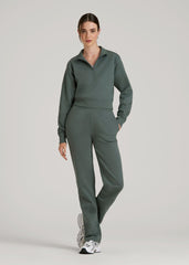 Wearever 2.0 Fleece Half-Zip Cropped Sweatshirt for Tall Women in Balsam Green