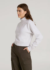 Wearever 2.0 Fleece Half-Zip Cropped Sweatshirt for Tall Women in Heather Cloud White