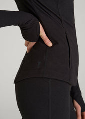 Ultra Soft Athletic Zip Up Jacket for Tall Women in Black Mix