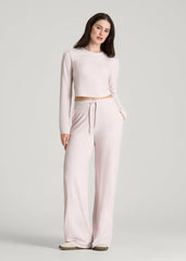 Mid Rise Waffle Wide Leg Pant for Tall Women in Grey Lilac