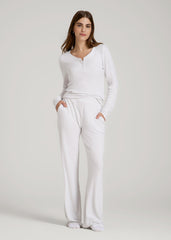 Ribbed Flare Lounge Pants for Tall Women in Cloud White