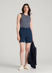 Stretch Commuter Chino Shorts for Tall Women in Navy Blue