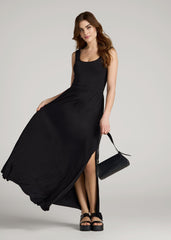 Jersey Tank Maxi Dress with Pockets for Tall Women in Black