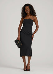 Soft Flex Ponte Fitted Bustier Dress for Tall Women in Black