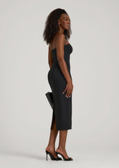 Soft Flex Ponte Fitted Bustier Dress for Tall Women in Black