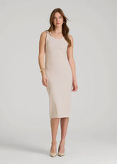 Midi Cross Back Sleeveless Dress for Tall Women in Shell