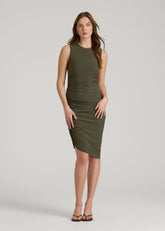 Ruched Jersey Midi Dress for Tall Women in Forest Night