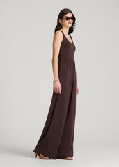 Jersey Tank wide leg jumpsuit with pockets for Tall Women in Espresso