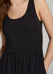 Jersey Tank Wide-Leg Jumpsuit with Pockets for Tall Women in Black
