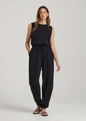 Soft Motion Sleeveless Sweatpant Jumpsuit for Tall Women in Black