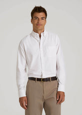 Oxford Cloth Button Down Shirt for Tall Men in Optic White