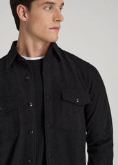 Stretch Knit Overshirt for Tall Men in Black