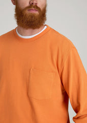 LJ&S Long Sleeve Workwear Pocket Tee for Tall Men in Marmalade