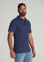 LJ&S Ultra Soft Short Sleeve Cotton Polo for Tall Men in Vintage Midnight Navy
