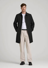Minimalist Trench Coat for Tall Men in Black