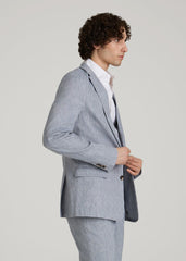 Stretch Linen Blazer for Tall Men in Navy Linen