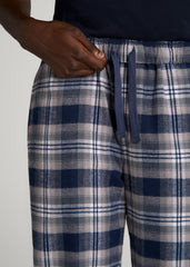 Plaid Pajama Pants for Tall Men in Navy and Grey Plaid