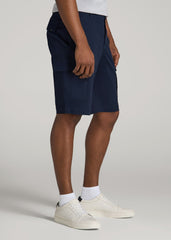 Stretch Twill Cargo Shorts for Tall Men in Evening Blue