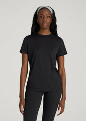 Short Sleeve Crewneck Tee for Tall Women in Black